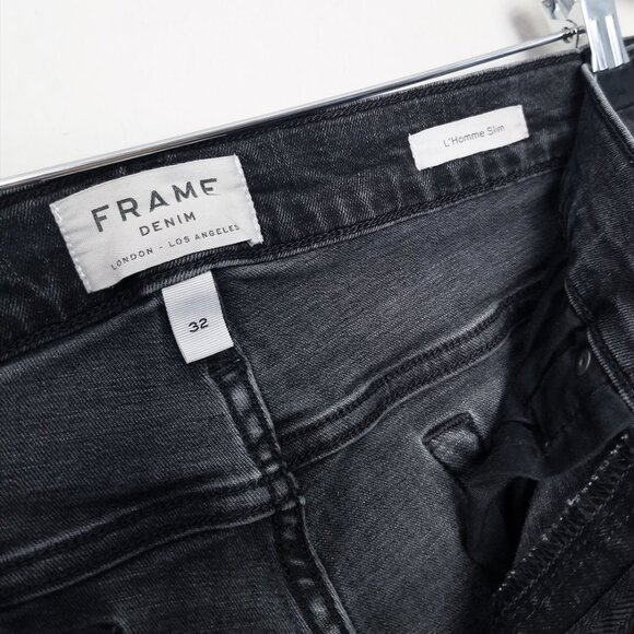 Frame Men's 32 L'Homme Slim Jeans in Long Shore Faded Black Gray $228 Inseam 32" - Picture 9 of 15